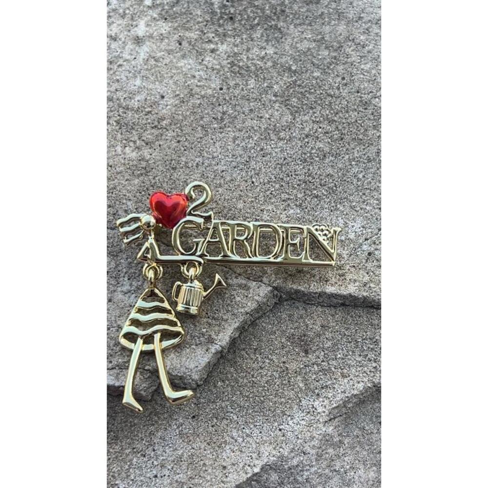 Danecraft I Love Gardening Goldtone Brooch Pin